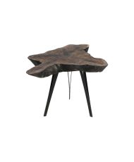 Table d'appoint noir et teck ø55 66 x 47