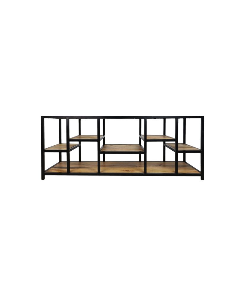 Meuble TV métal noir et bois 140 x 40 x 55 Meuble TV métal noir et bois 140 x 40 x 55