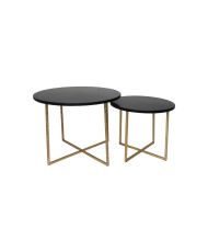 2 Tables d'appoint ronde en métal et marbre ø61 x 45/ø46 x 39 
