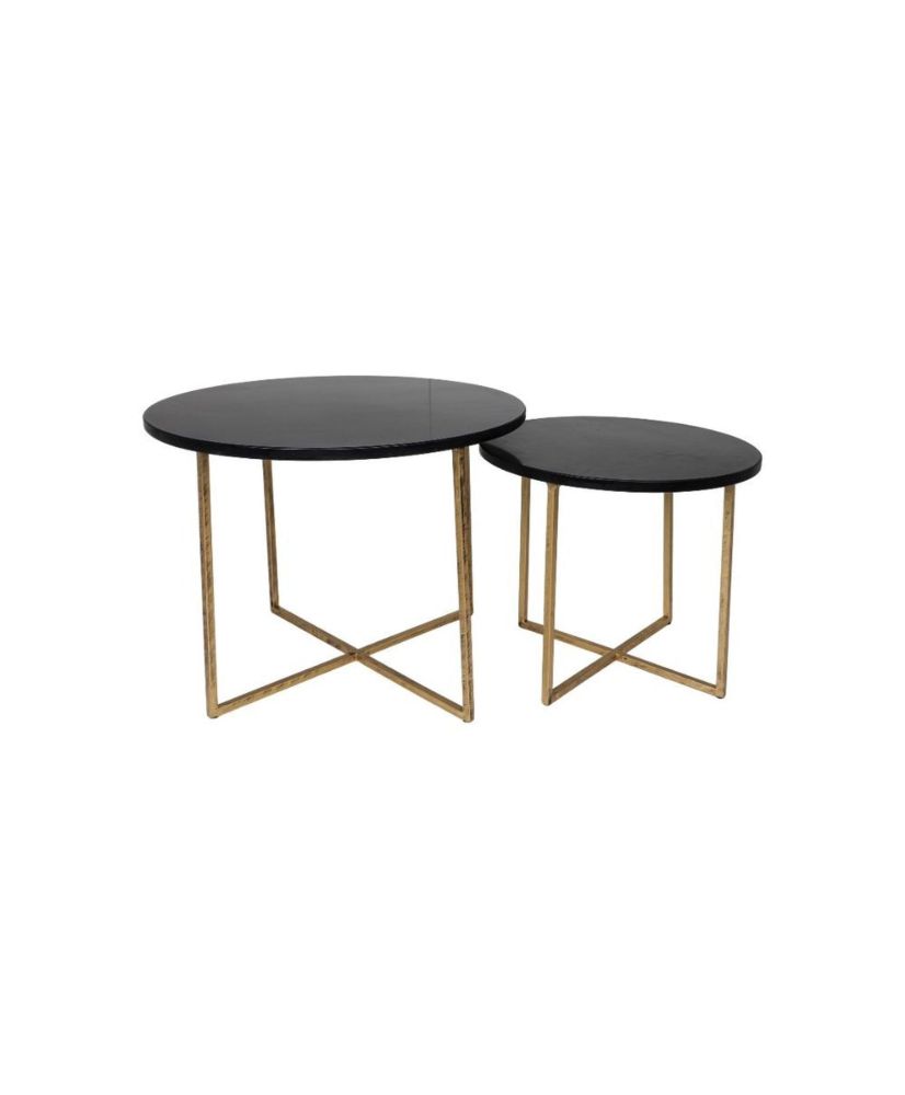 2 Tables d'appoint ronde en métal et marbre ø61 x 45/ø46 x 39 2 Tables d'appoint ronde en métal et marbre ø61 x 45/ø46 x 39