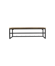 Collection HSM - Portemanteau mural avec étagère 6 crochets - 80x25x25 - Naturel/Noir - Mangue/Métal