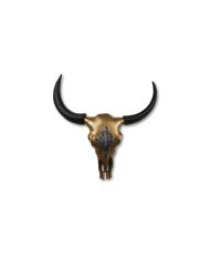 Tête de bison décorative en métal noir et or 80 x 80 x 10
