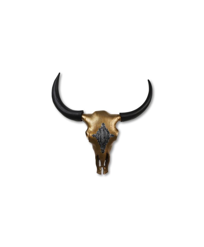 Collection HSM - Tête de bison décorative Large - 80x80x10 - Or/Noir - Métal Collection HSM - Tête de bison décorative Large - 80x80x10 - Or/Noir - Métal