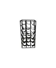 Collection HSM-Porte-bouteilles debout pour 18 bouteilles-33x33x64-Noir-Métal/Cuir synthétique