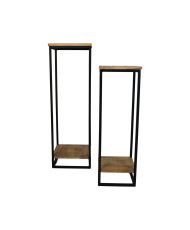2 Supports de plante 30 x 30 x 90 / 25 x 25 x 75 Noir et métal