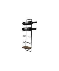 Collection HSM - Porte-bouteilles suspendu 5 bouteilles - 15x10x70 - Naturel/Noir - Mangue/Métal