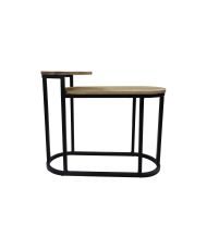 Collection HSM - Table d'appoint ovale plateau - 75x30x60 - Naturel/Noir - Mangue/Métal