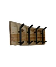 Collection HSM-WandKapstok 4 Crochets Soho-60x10x25-Naturel/Noir-Acacia/Métal