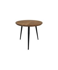 Table d'appoint ronde en métal noir et bois 45 x 45 x 39