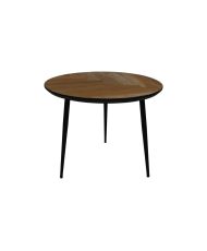 Table d'appoint ronde en métal noir et bois 60 x 60 x 49 