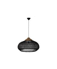 Suspension noir rotin et teck 65 x 65 x 40
