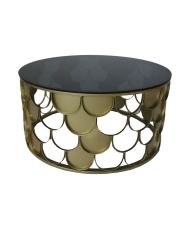 Collection HSM-Table basse ronde-ø80x40-Or/Noir-Métal/Verre