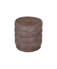 Pouf rond en tissu marron 45 x 45 x 40