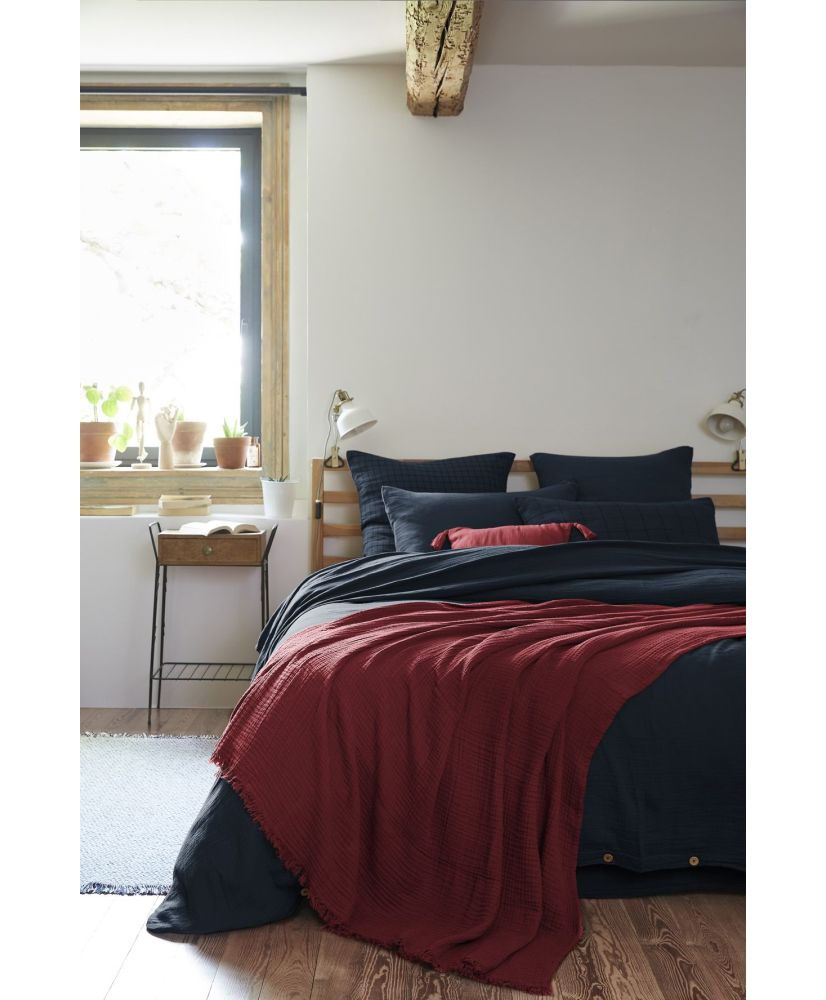 Plaid 180 x 220 cm GAÏA Lie de vin Plaid 180 x 220 cm GAÏA Lie de vin