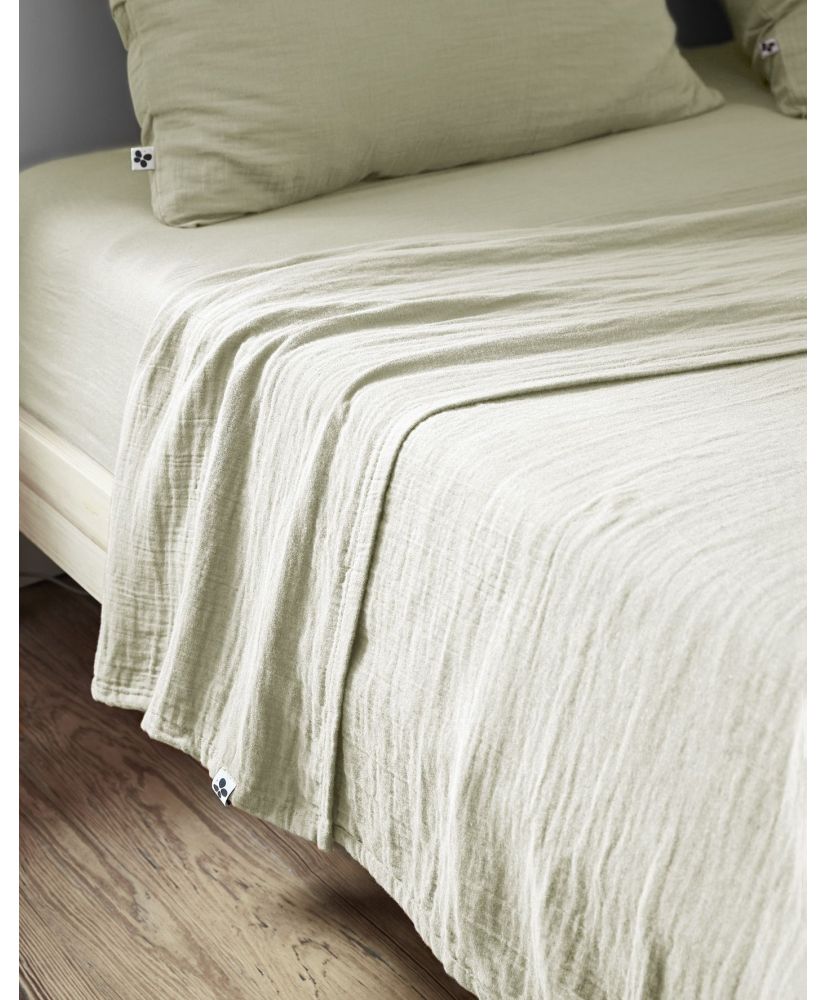 Drap plat 240 x 300 cm GAÏA Vert d'eau Drap plat 240 x 300 cm GAÏA Vert d'eau
