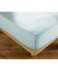 Drap housse 140 x 190 cm AMBRE Bleu Craie