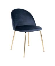 2er-Set Esszimmerstühle aus blauem Samt mit Messingbeinen