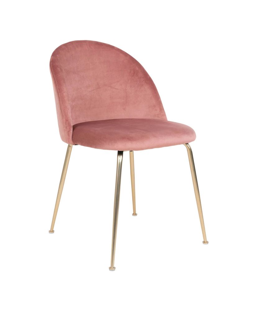 2er-Set Esszimmerstühle aus rosa Samt mit Messingbeinen 2er-Set Esszimmerstühle aus rosa Samt mit Messingbeinen