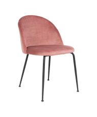 Rosa Samt-2er-Set Esszimmerstühle mit schwarzen Beinen