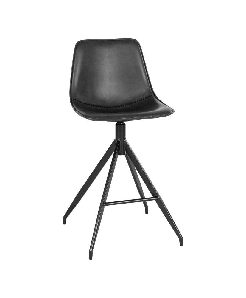 2 chaises de comptoir en cuir synthétique noir avec pieds noirs 2 chaises de comptoir en cuir synthétique noir avec pieds noirs