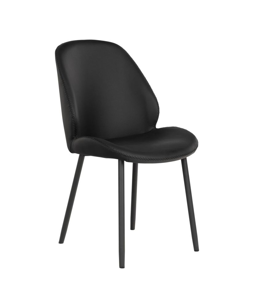 2 chaises de salle à manger en polyester noir avec pieds noirs 2 chaises de salle à manger en polyester noir avec pieds noirs