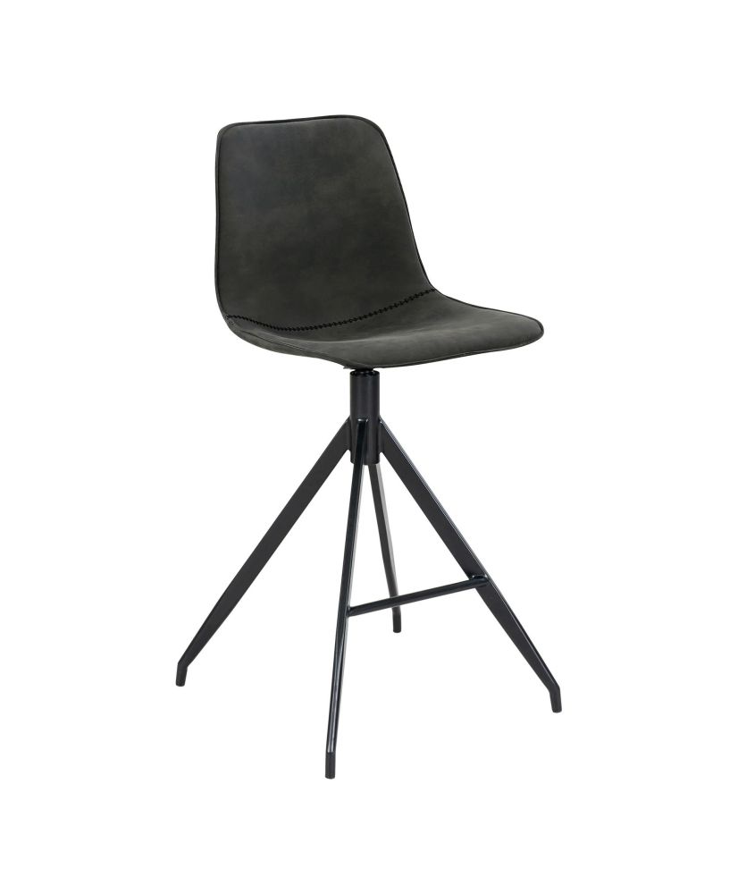2 chaises de comptoir en microfibre gris avec pieds noirs 2 chaises de comptoir en microfibre gris avec pieds noirs