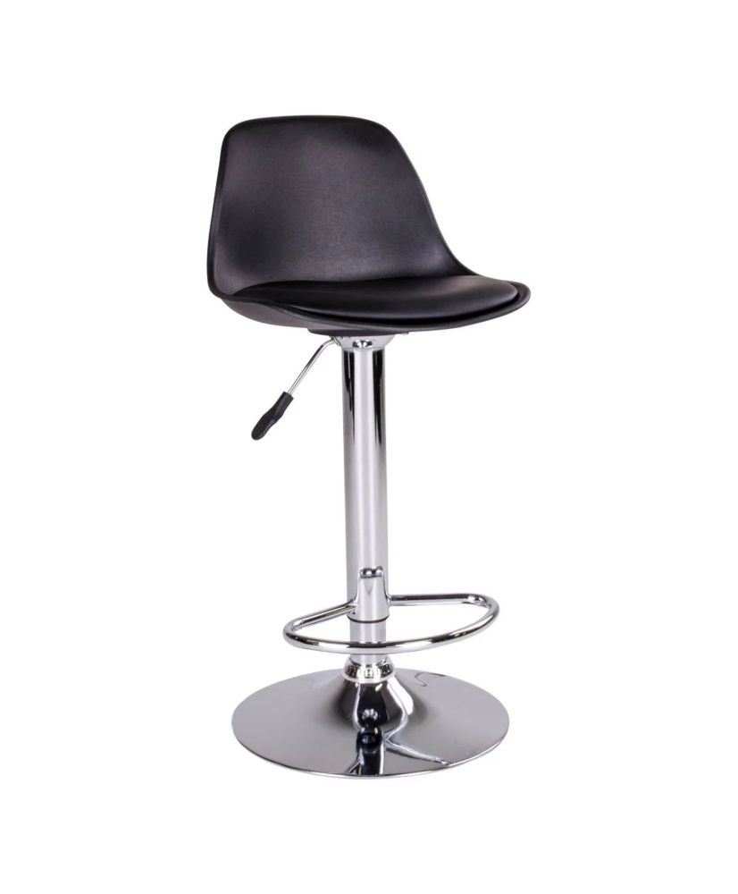 2 chaises de bar noire avec pieds chromés 2 chaises de bar noire avec pieds chromés