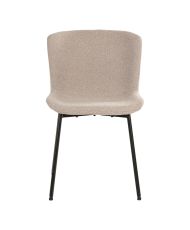 Beigefarbener 2er-Set Esszimmerstühle aus Schlingenpolyester mit schwarzen Beinen
