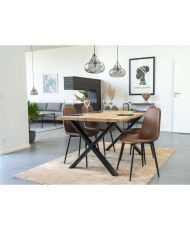 Set of 2 Dining room Chairs with gray velvet armrests and black feet