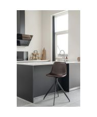 Set of 2 Dining room Chairs with gray velvet armrests and black feet