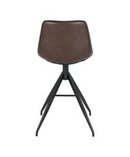 2 chaises de comptoir en cuir synthétique marron avec pieds noirs