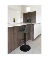 2 chaises de bar en microfibre gris foncé avec pieds noirs