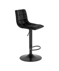 2 chaises de bar à un pied en velours noir avec pieds noirs