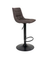 2 chaises de bar en microfibre gris foncé avec pieds noirs