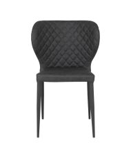 Set of 2 Dining room Chairs with gray velvet armrests and black feet