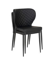 2 sillas de comedor amplias en polipiel negra con patas negras