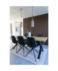 2er-Set Esszimmerstühle aus Kunstleder mit schwarzem Drehgelenk und schwarzen Beinen