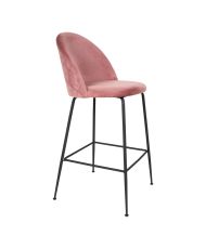 2 Barstuhl aus rosa Samt mit schwarzen Beinen