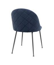 2er-Set Esszimmerstühle aus blauem Samt mit schwarzen Beinen