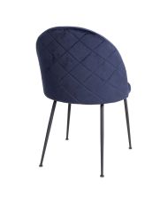 2er-Set Esszimmerstühle aus blauem Samt mit schwarzen Beinen