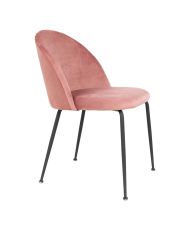 Rosa Samt-2er-Set Esszimmerstühle mit schwarzen Beinen