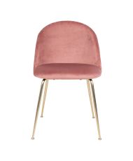 2er-Set Esszimmerstühle aus rosa Samt mit Messingbeinen