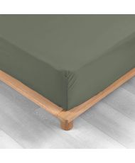 Anthracite percale fitted sheet 180 x 200 cm with 30 cm cover