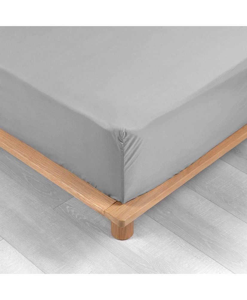 Gray percale fitted sheet 140 x 190 cm with 30 cm cover Gray percale fitted sheet 140 x 190 cm with 30 cm cover