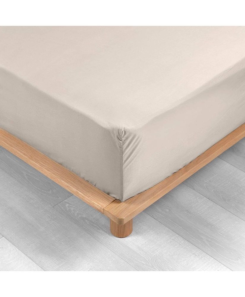 Light brown percale fitted sheet 90 x 190 cm with 30 cm cover Light brown percale fitted sheet 90 x 190 cm with 30 cm cover