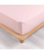 Pink percale fitted sheet 90 x 190 cm with 30 cm cover