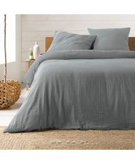 Ropa de cama de gasa de algodón gris 240 x 260 cm