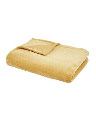 Soft & warm ocher pebble plaid blanket 150 x 200 cm