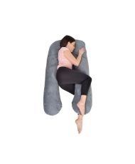 Gray-beige U-shaped removable nursing bolster cover 165 x 65 x 20 cm