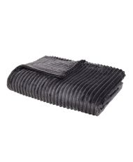 Morbida e calda coperta scozzese a coste antracite 150 x 200 cm
